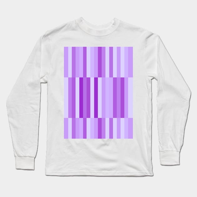 Purple Geometric Stripes Block Pattern Long Sleeve T-Shirt by OneThreeSix